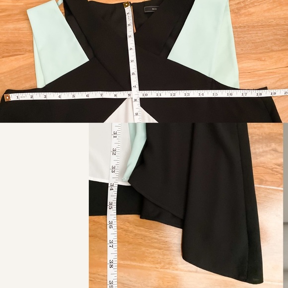 BCBGMaxAzria Colorblock Formal Slip Dress Wedding Victorian Romantic Black Green - Picture 6 of 6